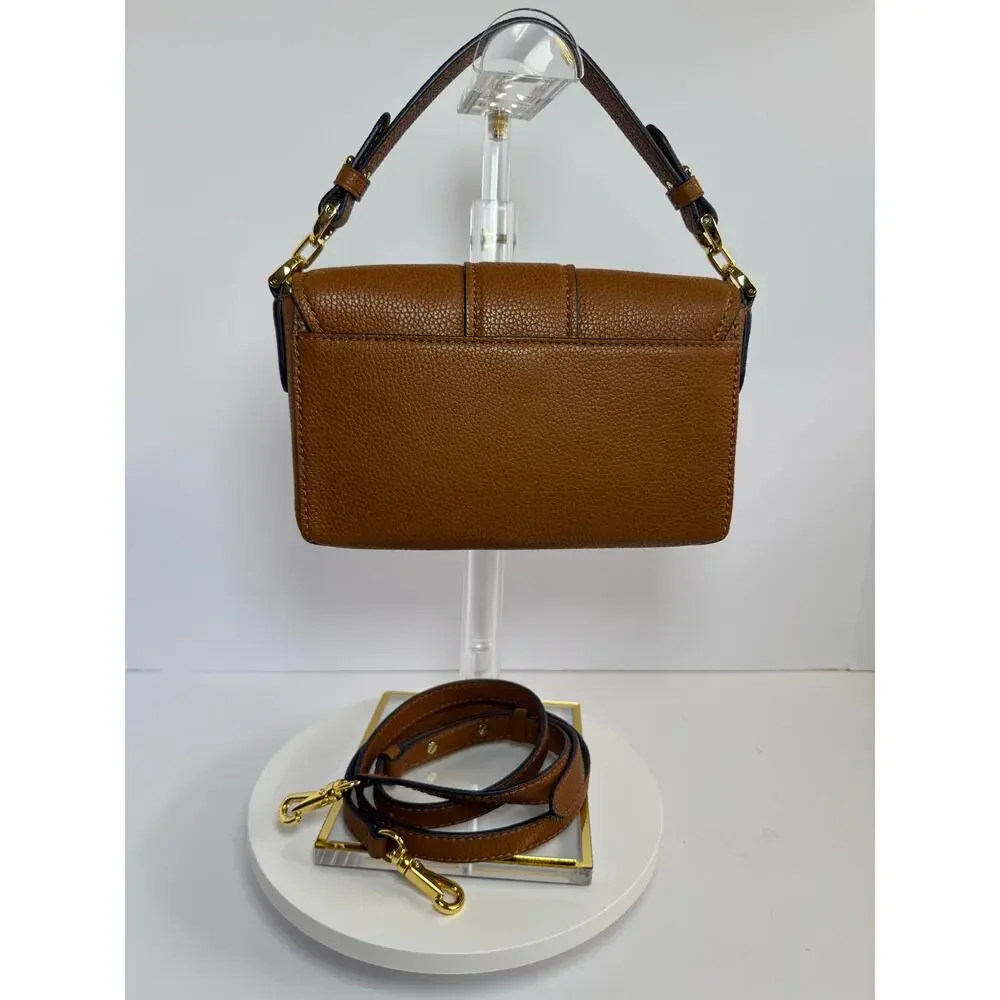 Lauren Ralph Lauren Spencer Leather Shoulder Bag Brown Gold LRL SAMPLE - Picture 4 of 16